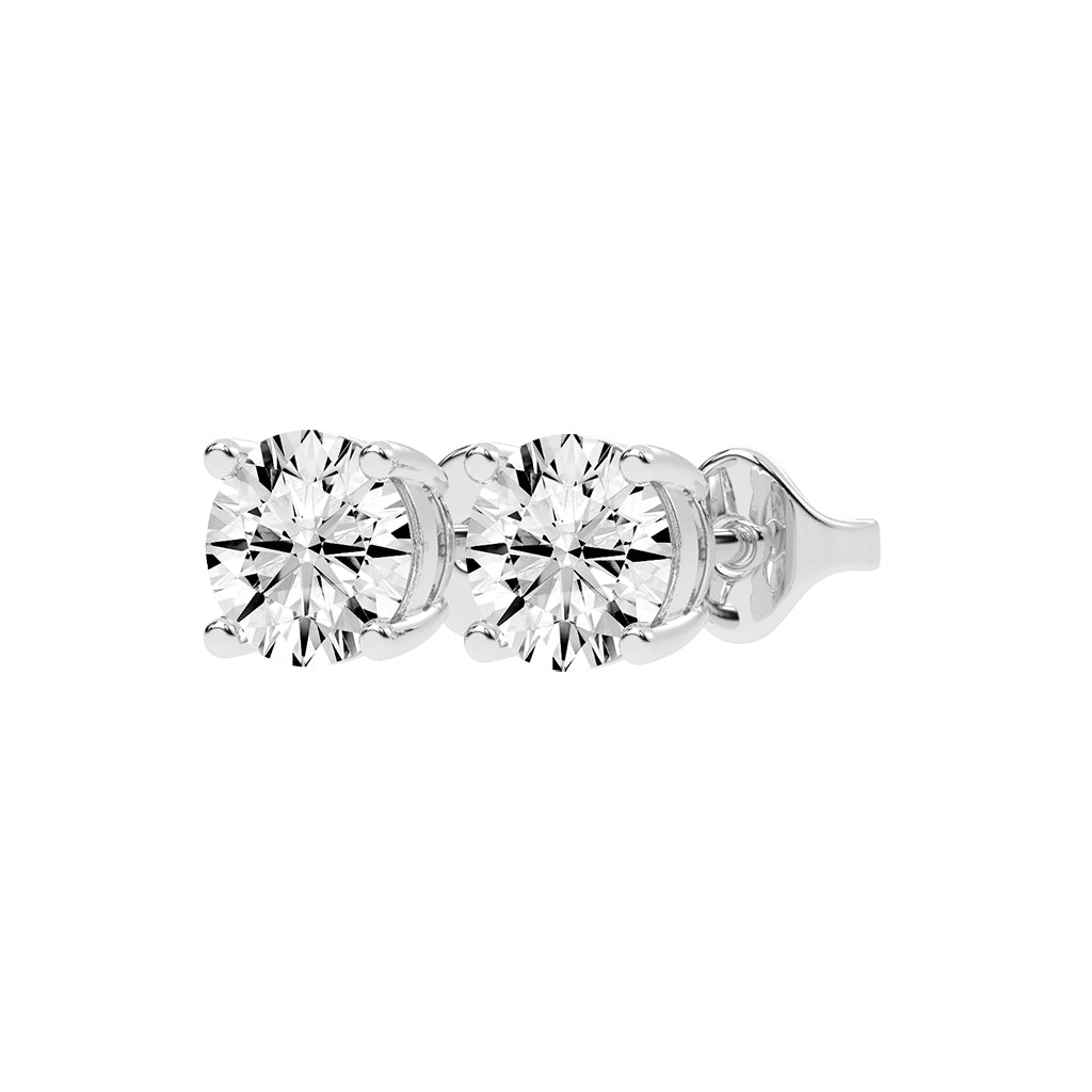 2Ct Round Shape Yellow Gold Solitaire Studs Earrings