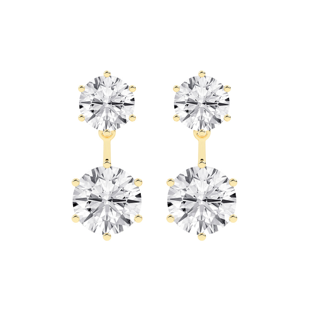 Twin Star Dual Diamond Drop Earrings