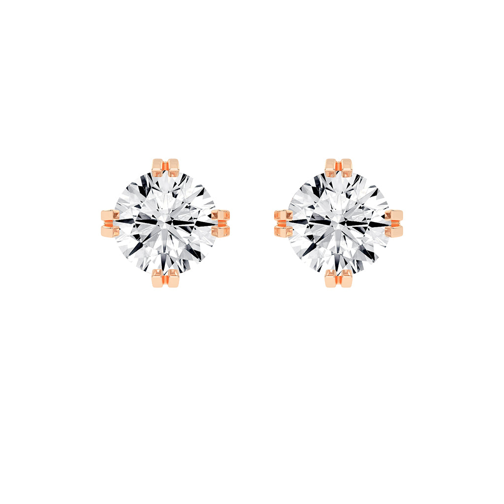 Modern Square-Set Round Stud Earrings