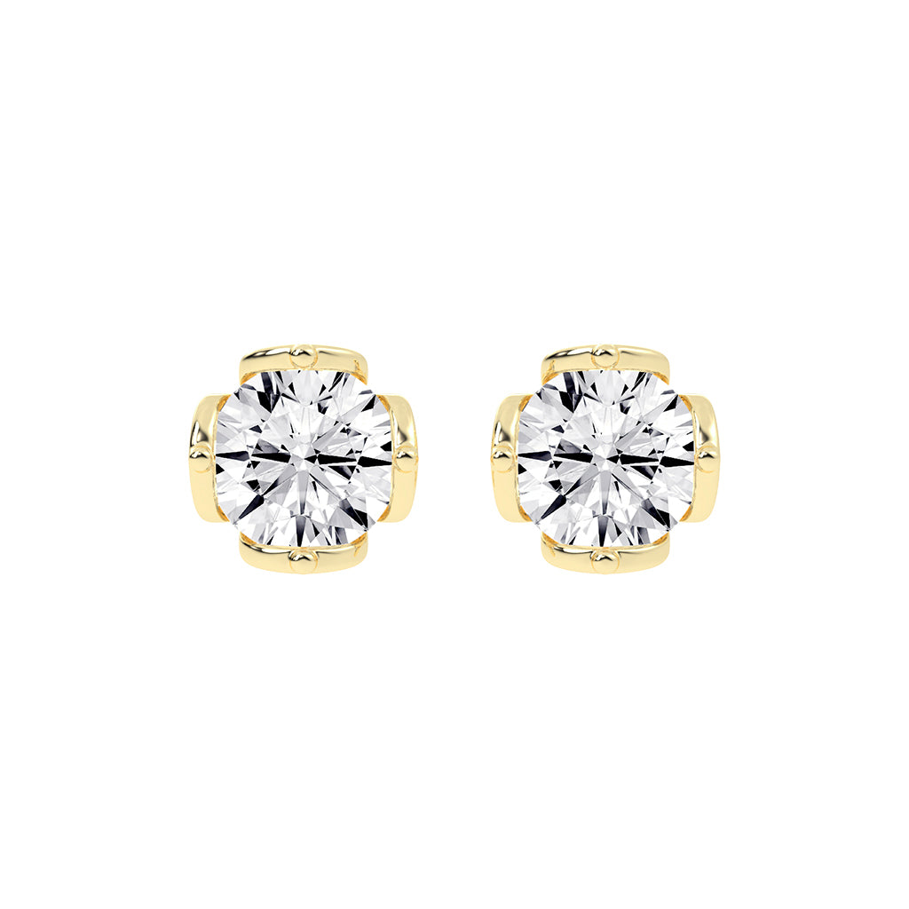 Modern XProng Solitaire Stud Earrings