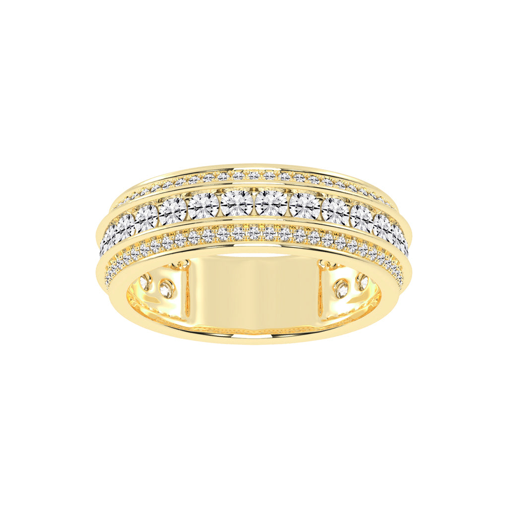 Luxury MultiRow Diamond Eternity Band Elegant Rose Gold Milgrain Accent Statement Ring
