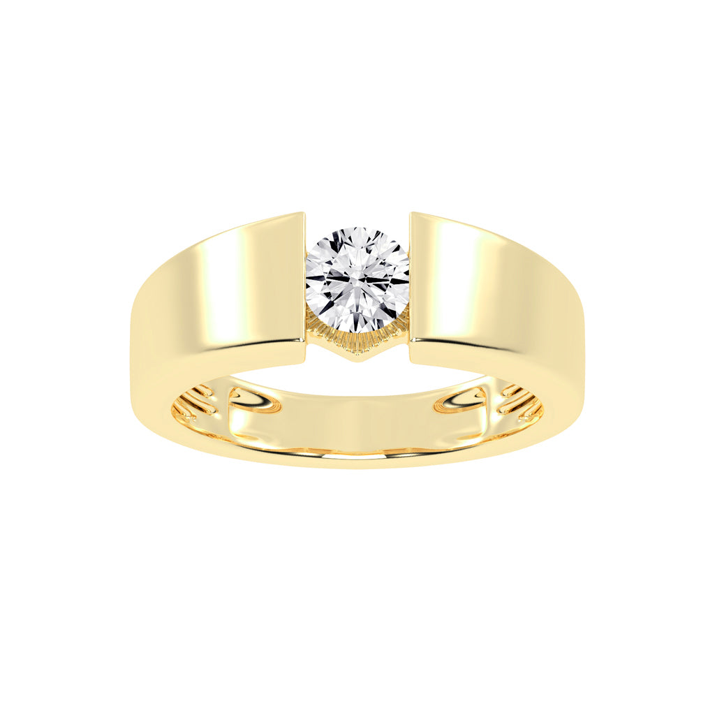 Luxury Floating Solitaire Diamond Mens Ring Contemporary Platinum Tension Style Statement Band
