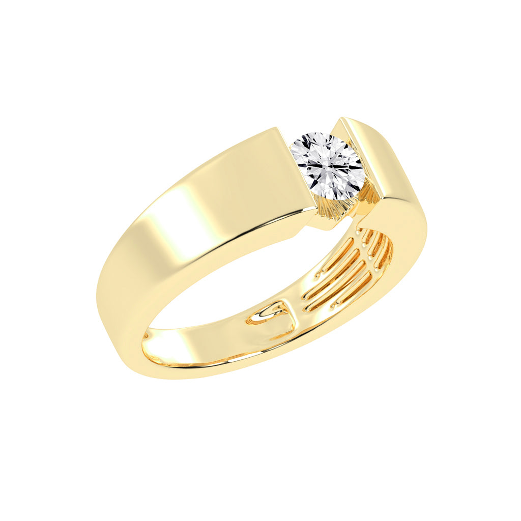 Luxury Floating Solitaire Diamond Mens Ring Contemporary Platinum Tension Style Statement Band