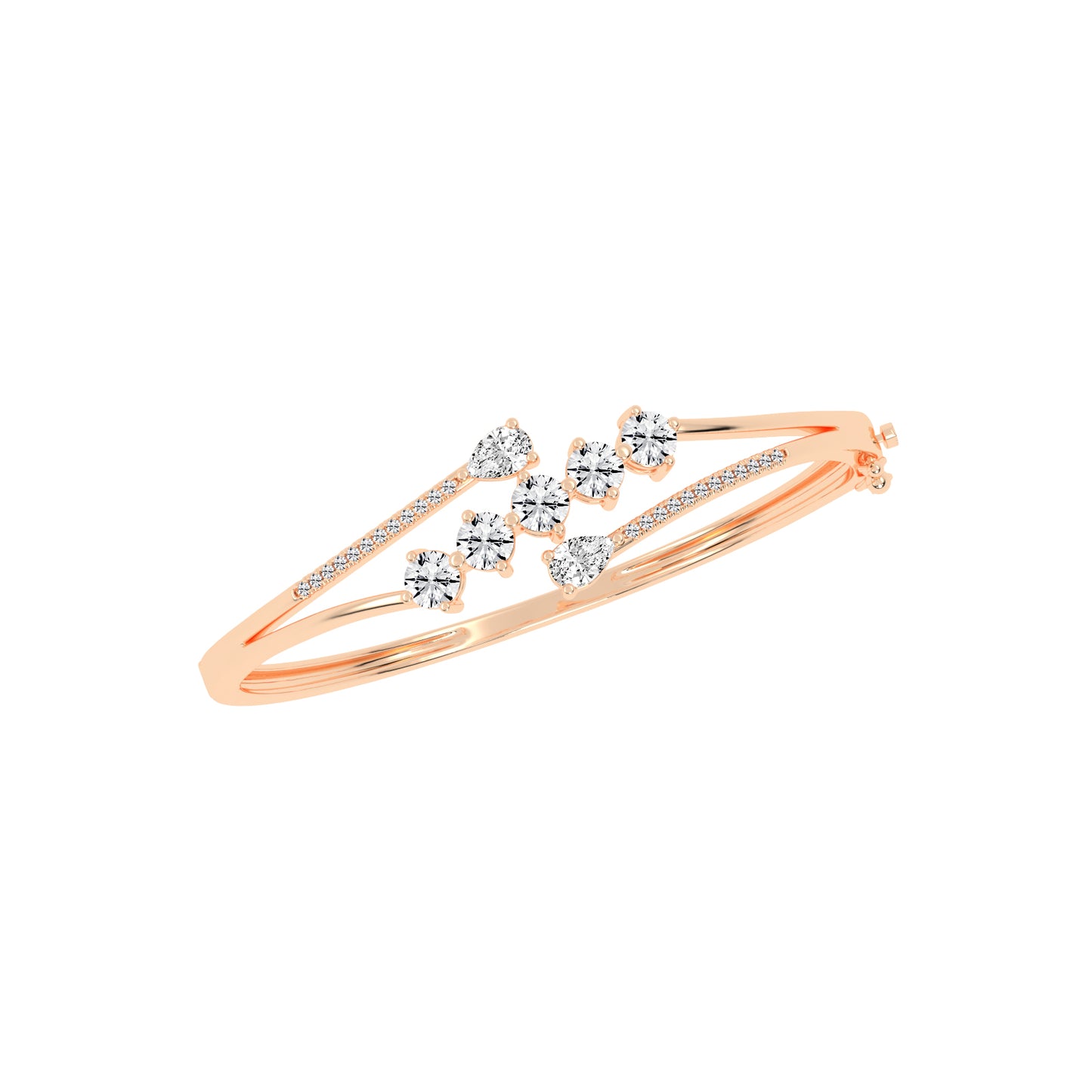 Arelis 375Ct Bypass Pear Cut Kada Lab Diamond Bracelet