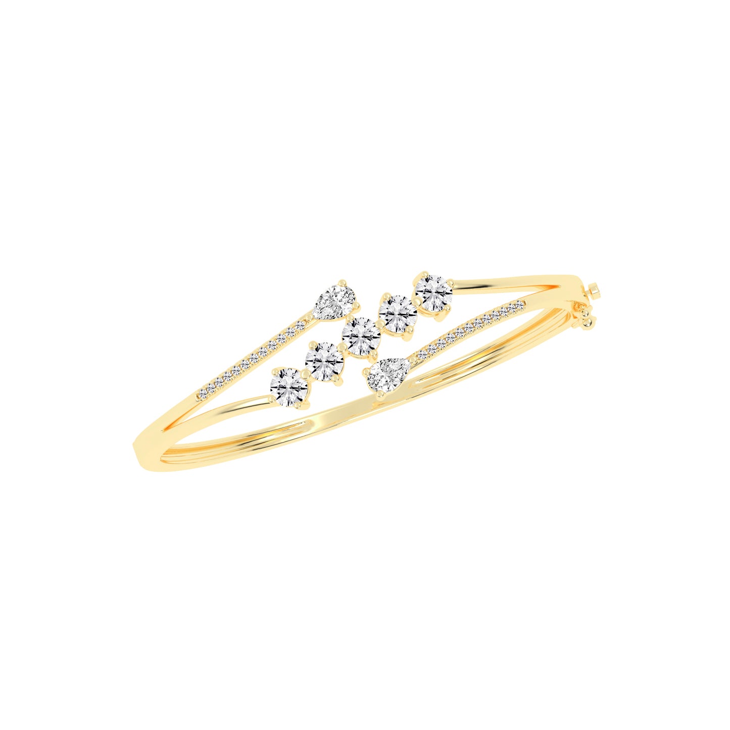 Arelis 375Ct Bypass Pear Cut Kada Lab Diamond Bracelet
