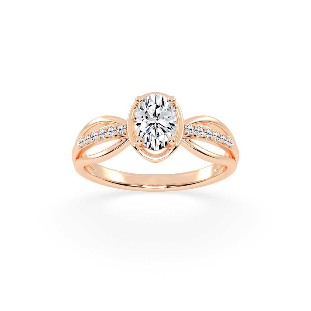Triavell Split shank oval cut classic lab diamond ring