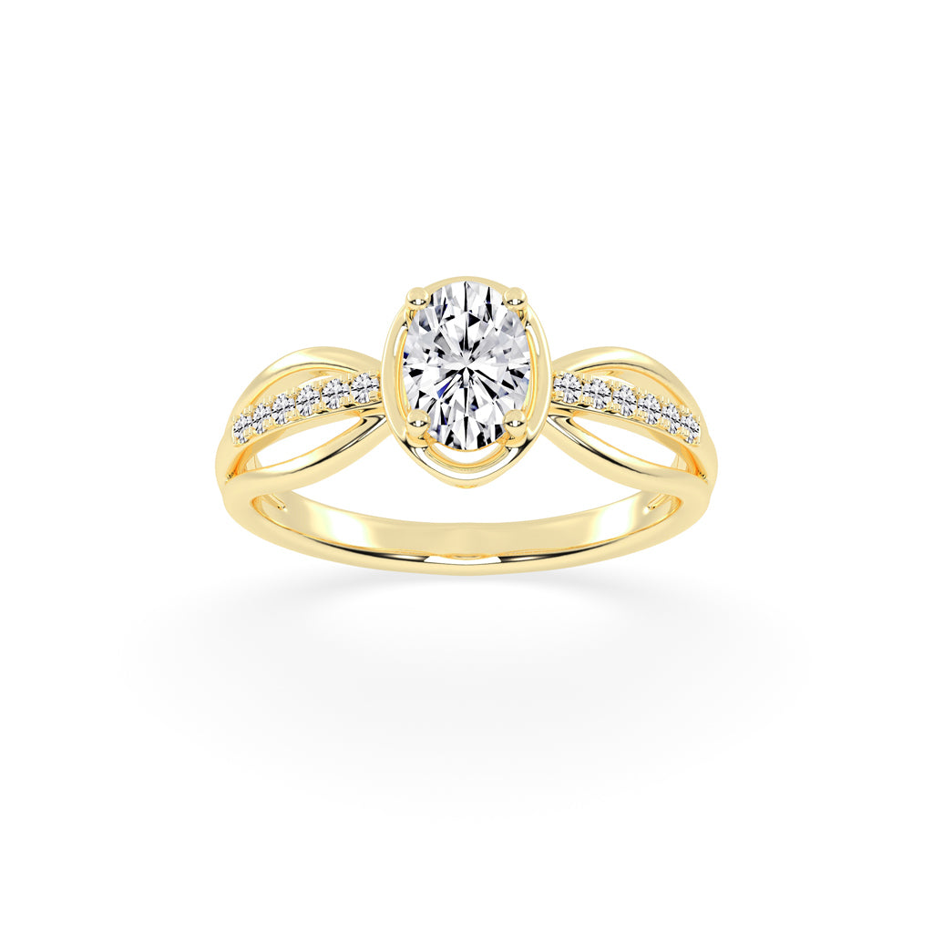 Triavell Split shank oval cut classic lab diamond ring