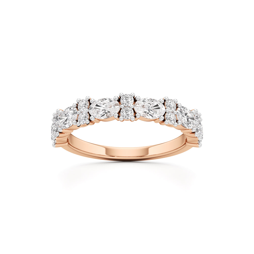 Marquise and Round Diamond HalfEternity Ring