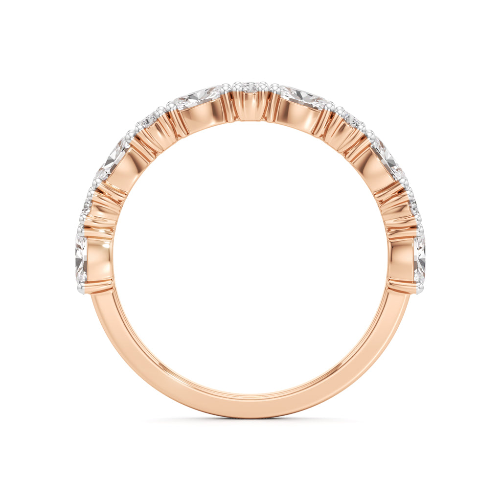 Marquise and Round Diamond HalfEternity Ring