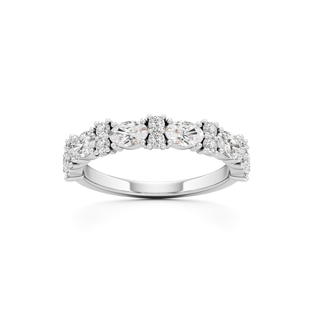 Marquise and Round Diamond HalfEternity Ring