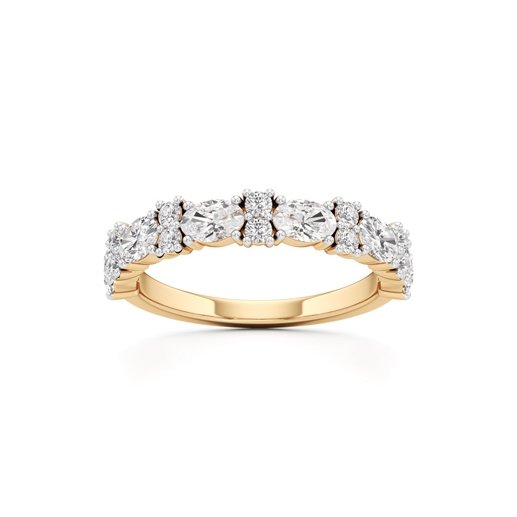 Marquise and Round Diamond HalfEternity Ring