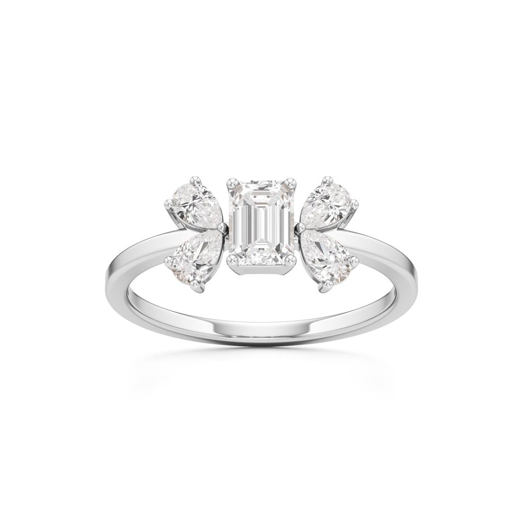 Elegant EmeraldCut Pear Diamond Accent Ring
