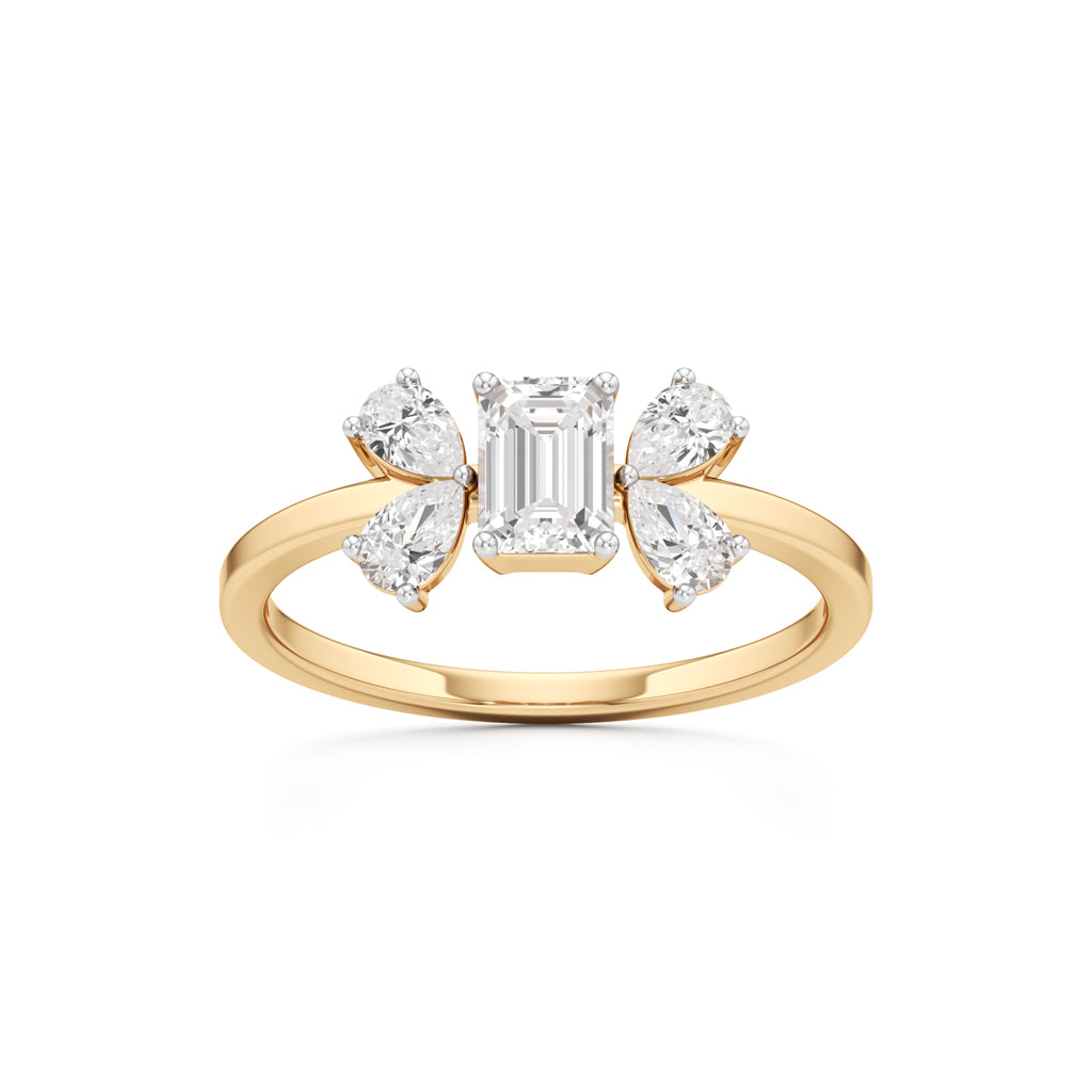 Elegant EmeraldCut Pear Diamond Accent Ring
