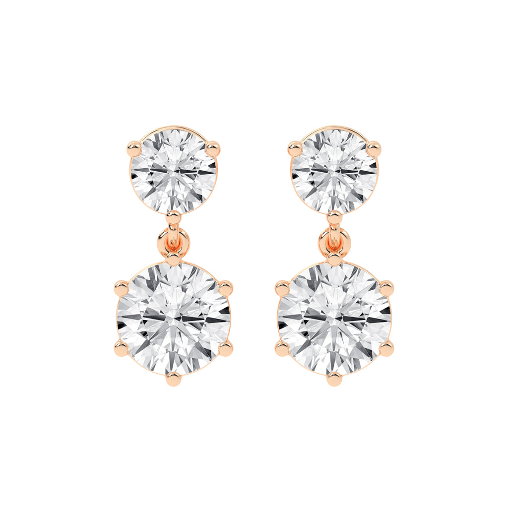 Classic TwoStone Diamond Drop Earrings