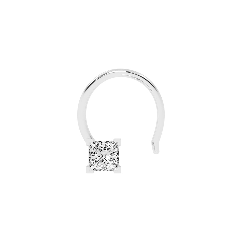 Elegant Princess-Cut Diamond Nose Stud