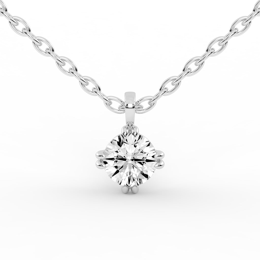 1Ct Round Shape Gold Solitaire Pendants