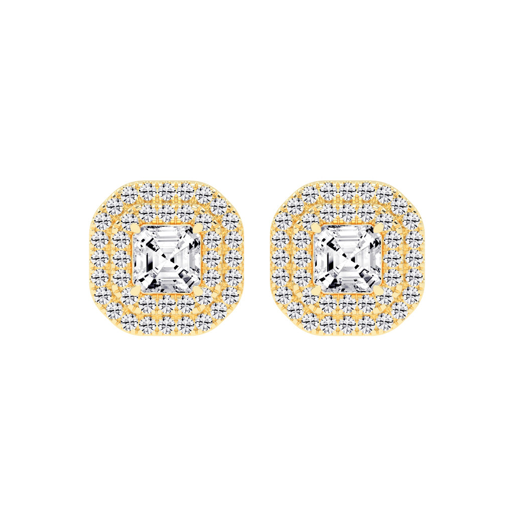 Emerald Majesty Double Halo Stud Earrings