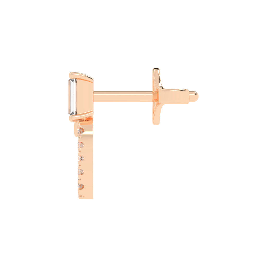 Baguette Cut Pav Diamond Earrings