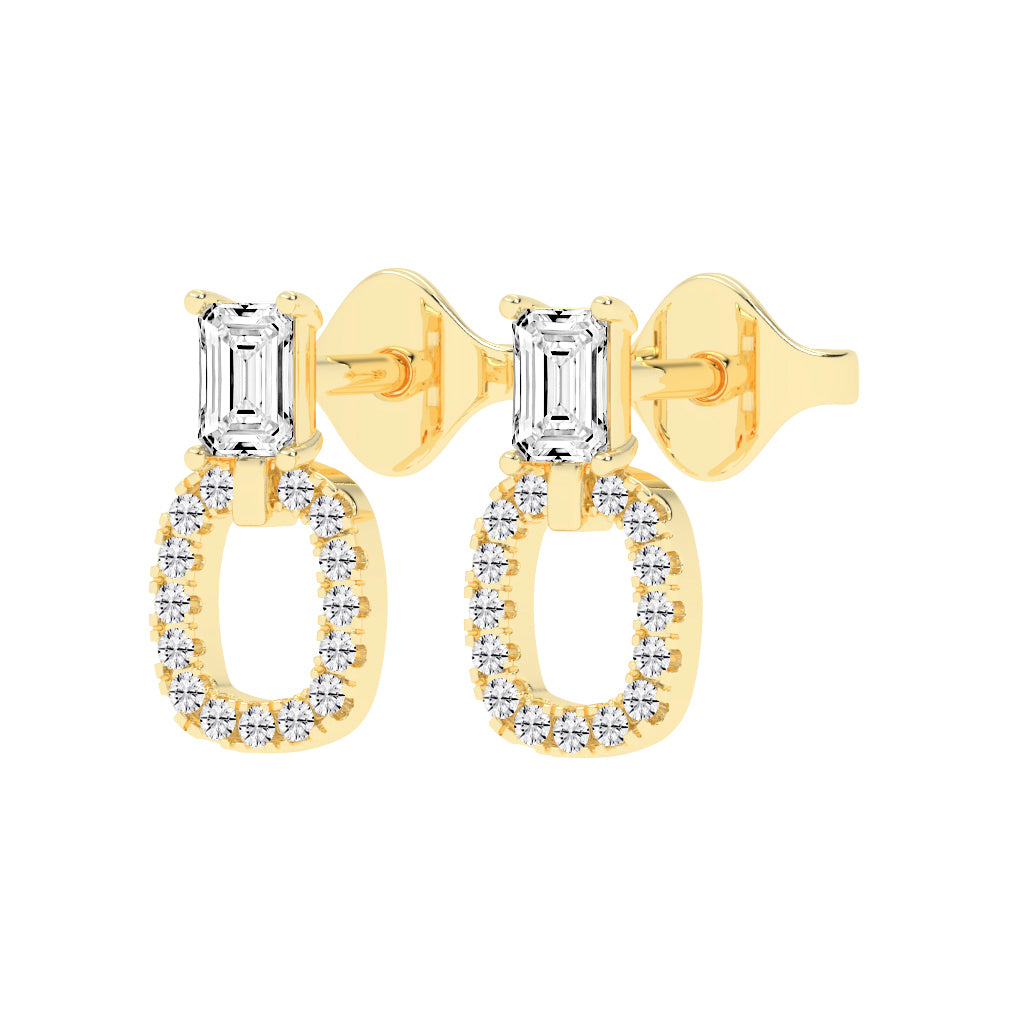 Baguette Cut Pav Diamond Earrings