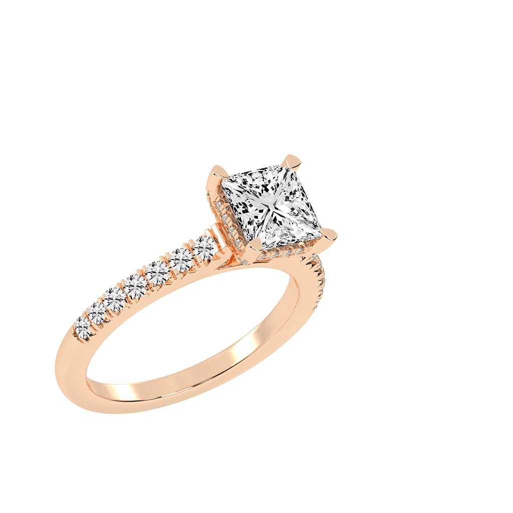Sidora Princess Cut Side Stone Lab Diamond Ring