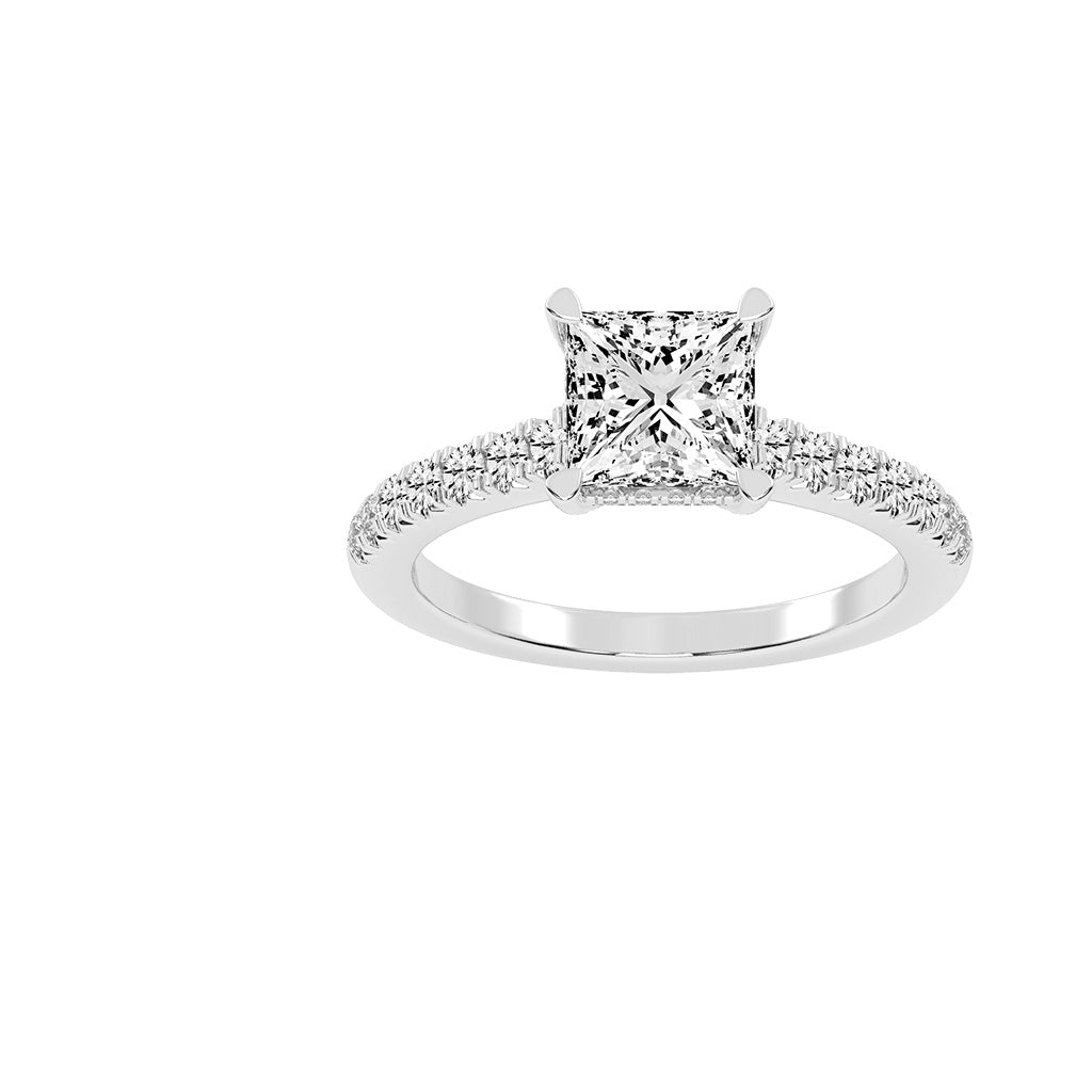 Sidora Princess Cut Side Stone Lab Diamond Ring