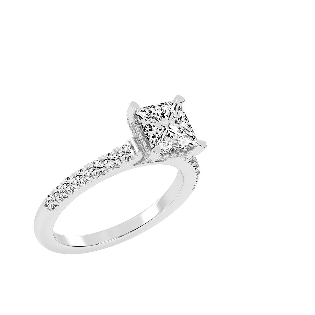 Sidora Princess Cut Side Stone Lab Diamond Ring
