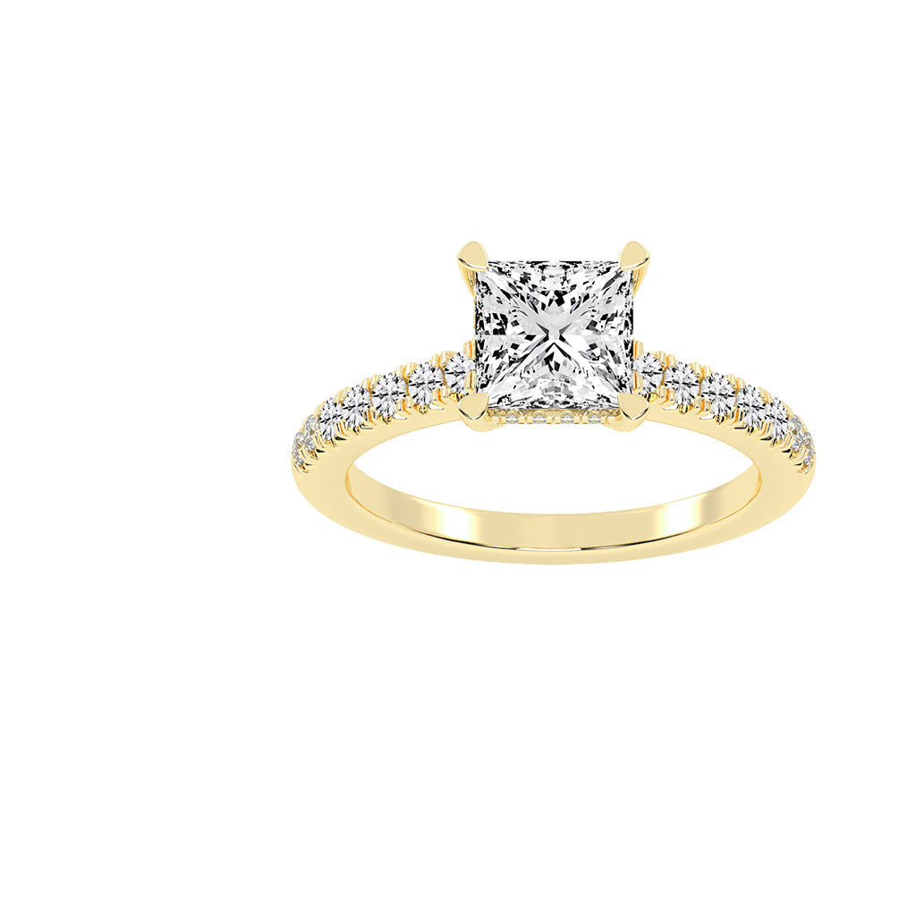 Sidora Princess Cut Side Stone Lab Diamond Ring