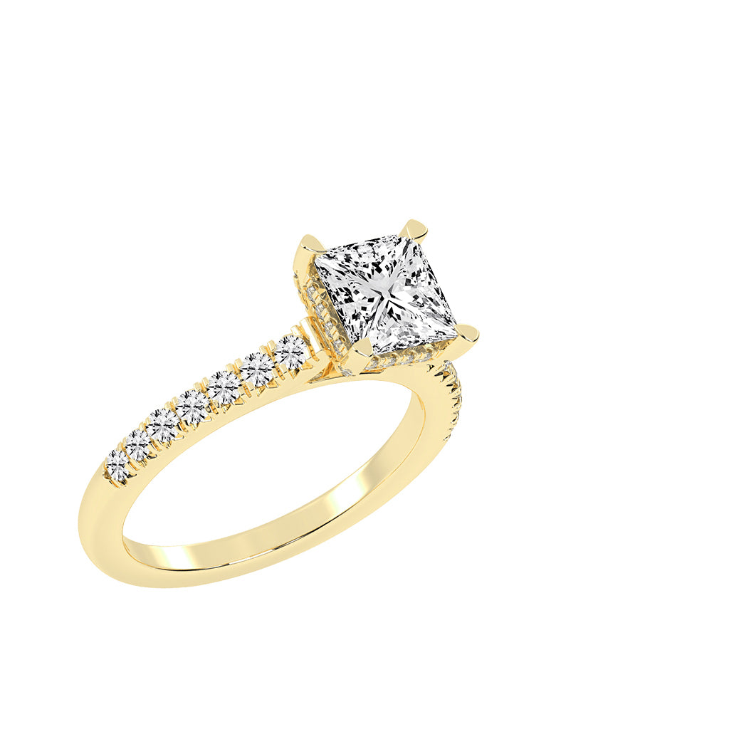 Sidora Princess Cut Side Stone Lab Diamond Ring