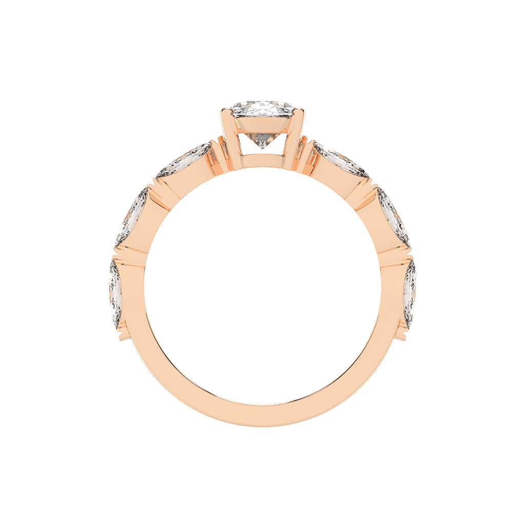 Lustris Vintage Inspired Oval Cut Side Stone Lab Diamond Ring
