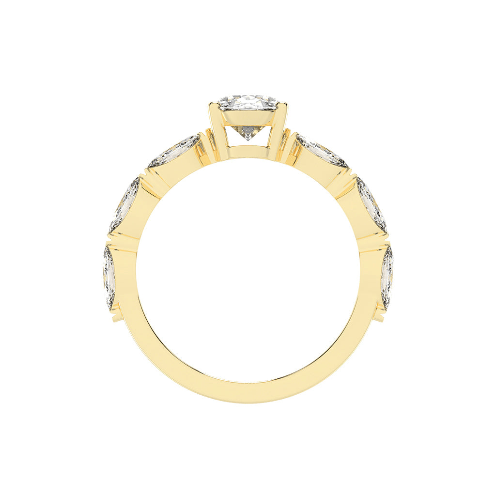 Lustris Vintage Inspired Oval Cut Side Stone Lab Diamond Ring