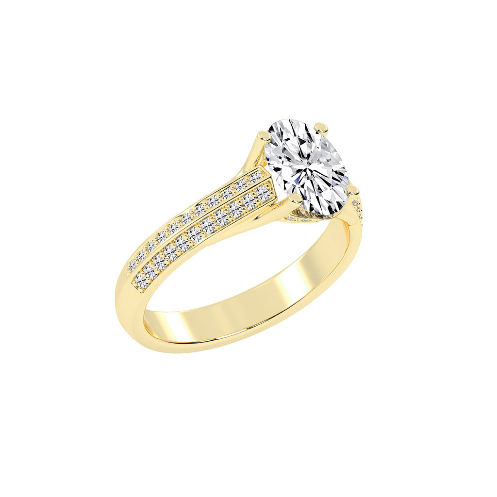 Diamyside Oval Cut Side Stone Lab Diamond Ring