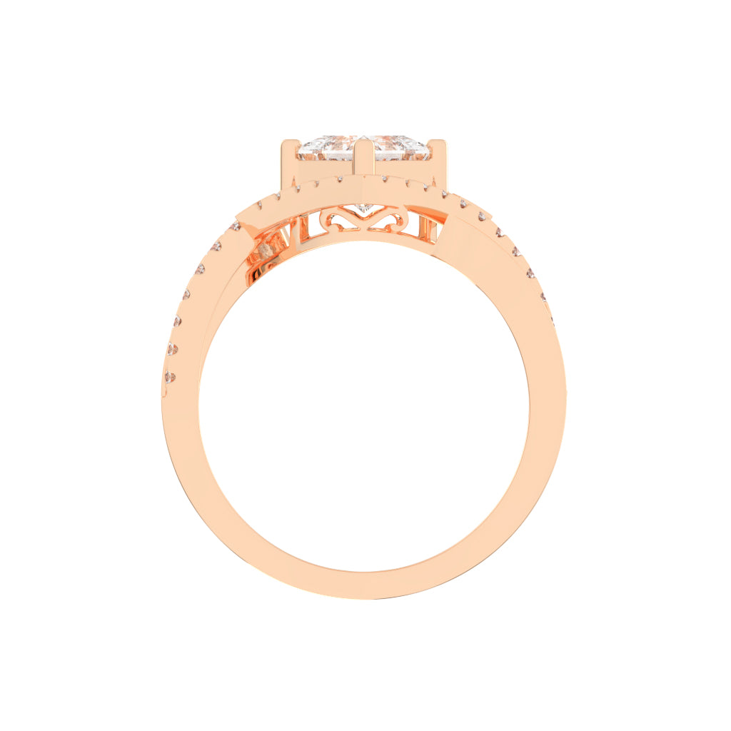 Aurivana Bypass Princess Cut Classic Lab Diamond Ring