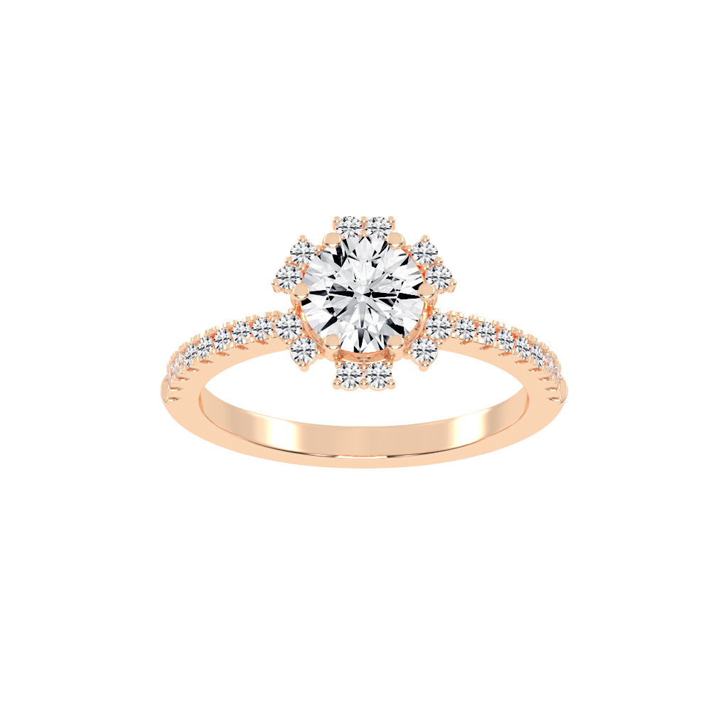 Halivellea Six Prong Round Cut Halo Lab Diamond Ring