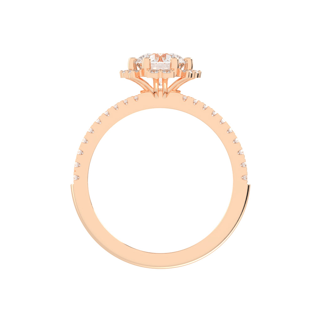 Halivellea Six Prong Round Cut Halo Lab Diamond Ring