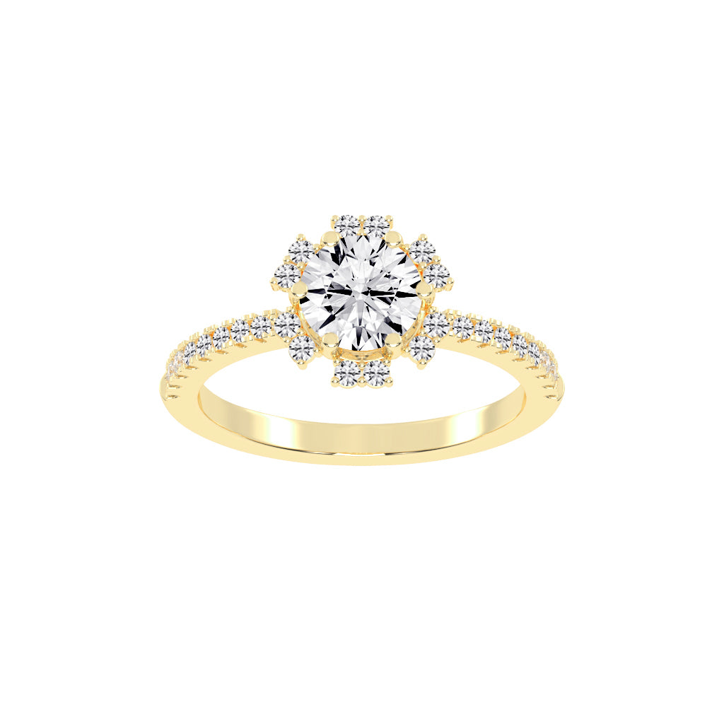 Halivellea Six Prong Round Cut Halo Lab Diamond Ring