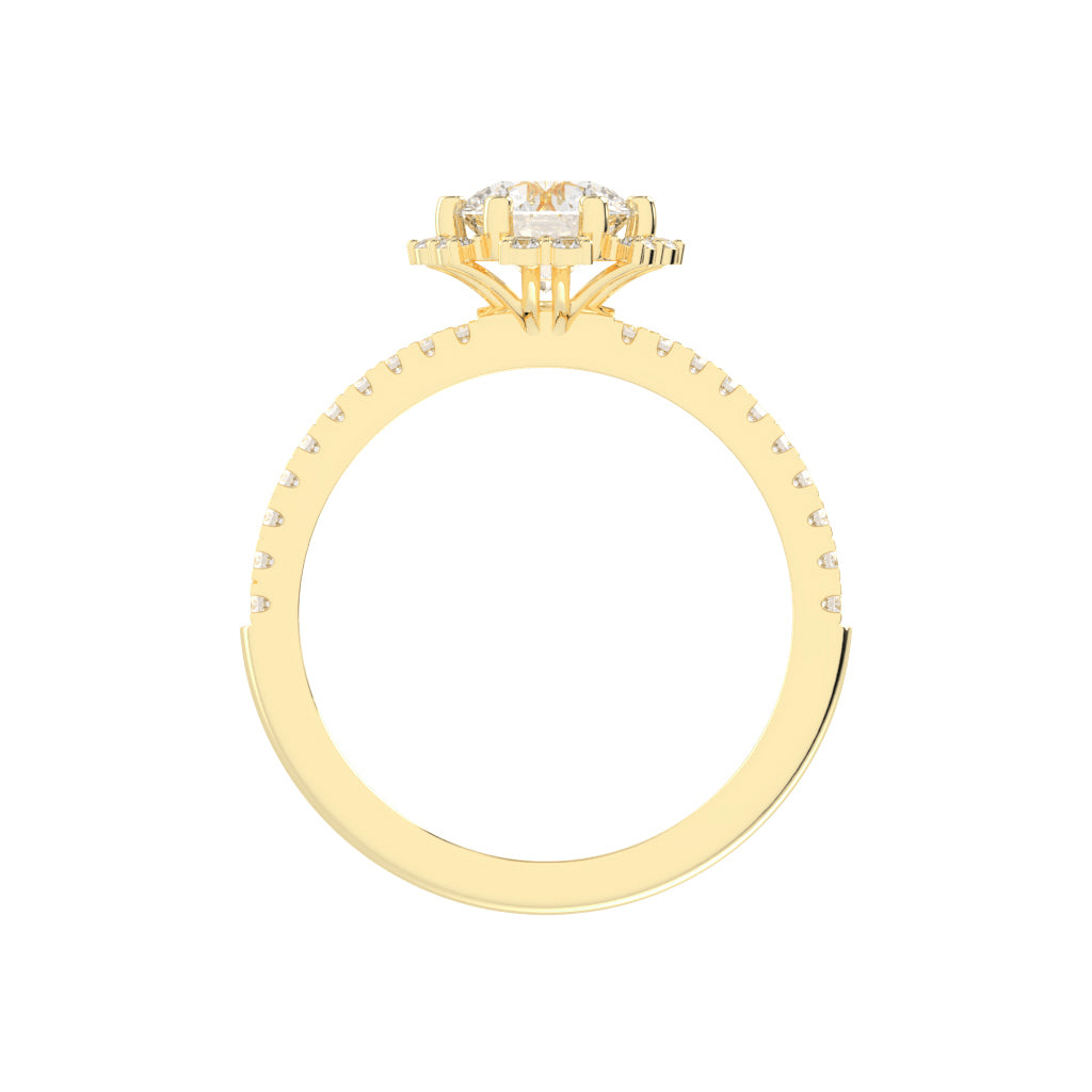Halivellea Six Prong Round Cut Halo Lab Diamond Ring