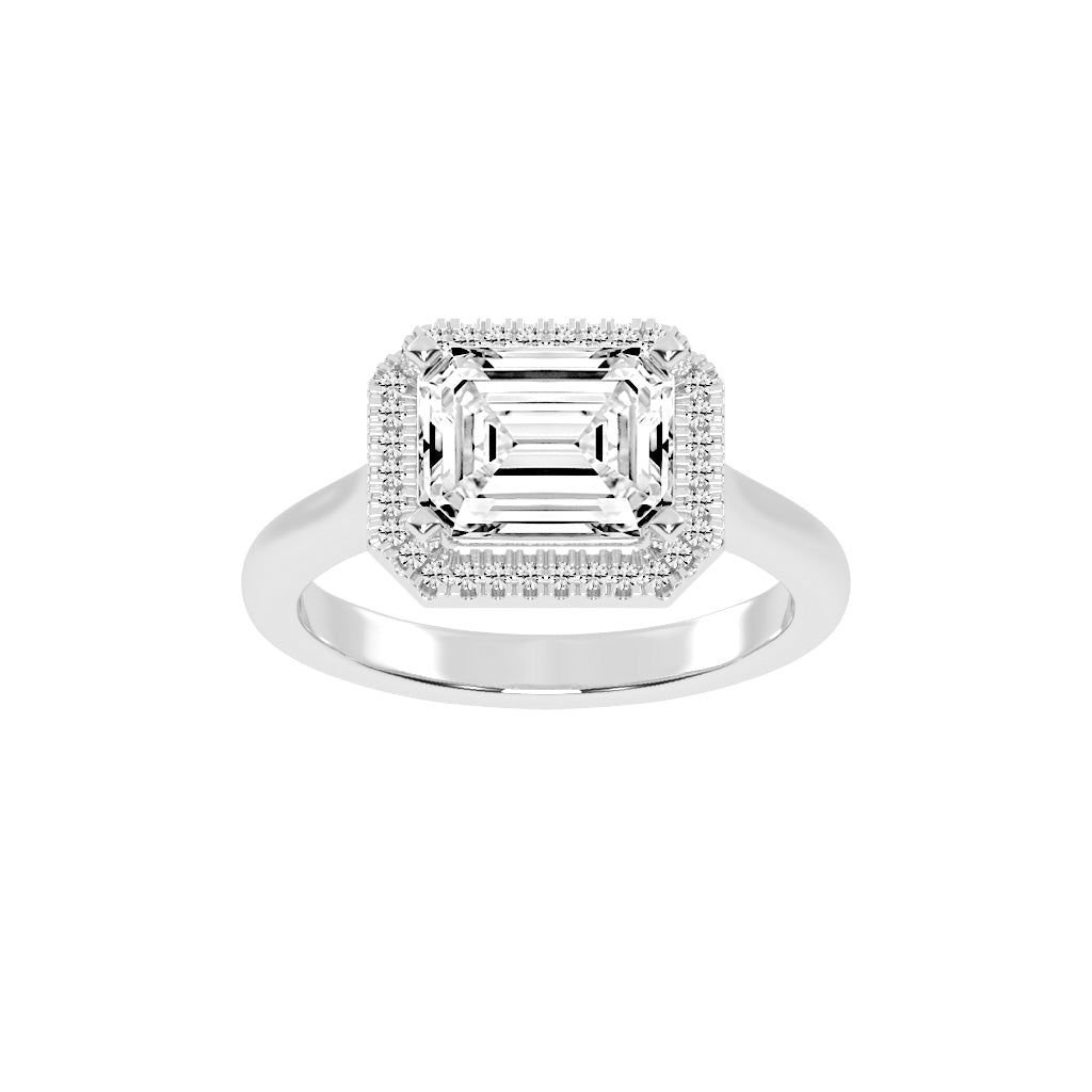 Halaira Emerald Cut Halo Lab Diamond Ring