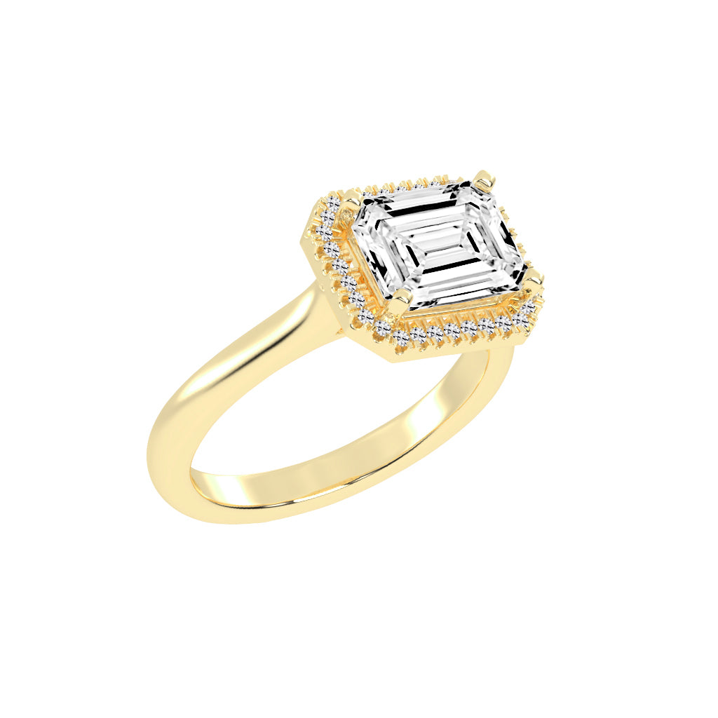 Halaira Emerald Cut Halo Lab Diamond Ring
