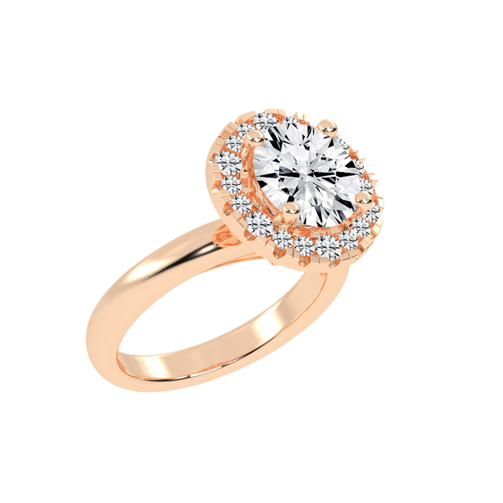 Halonita Four Prong Round Cut Halo Lab Diamond Ring