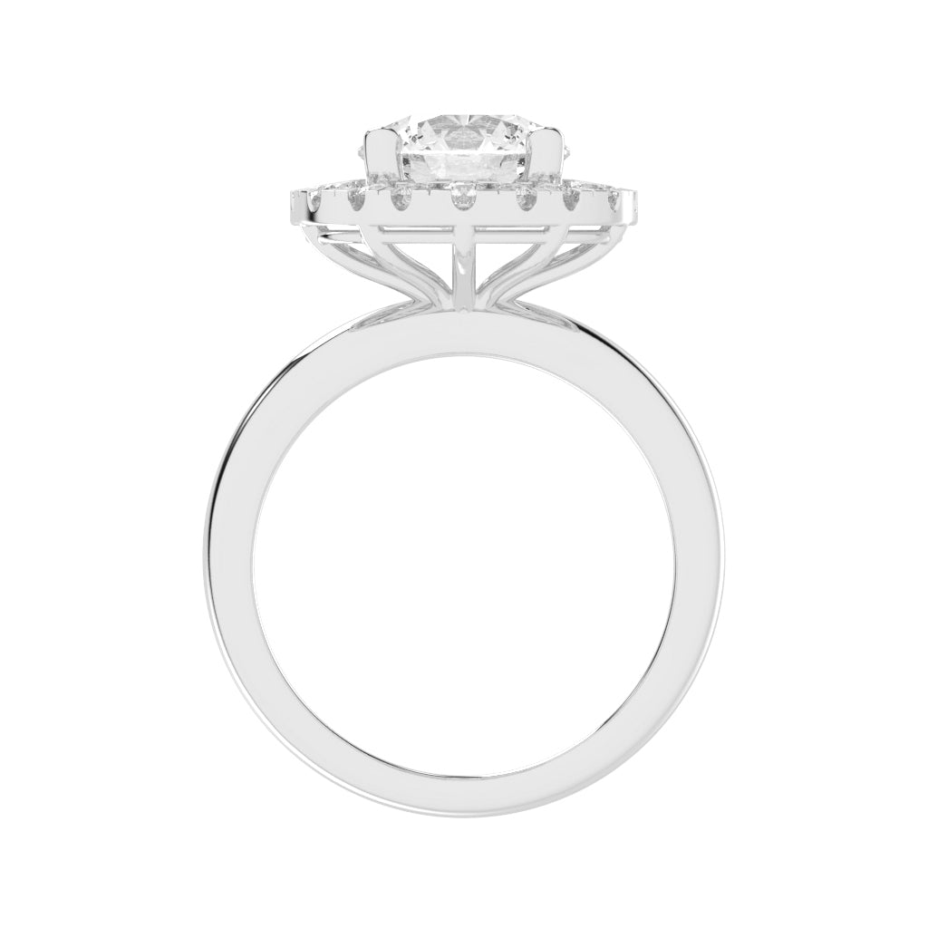Halonita Four Prong Round Cut Halo Lab Diamond Ring