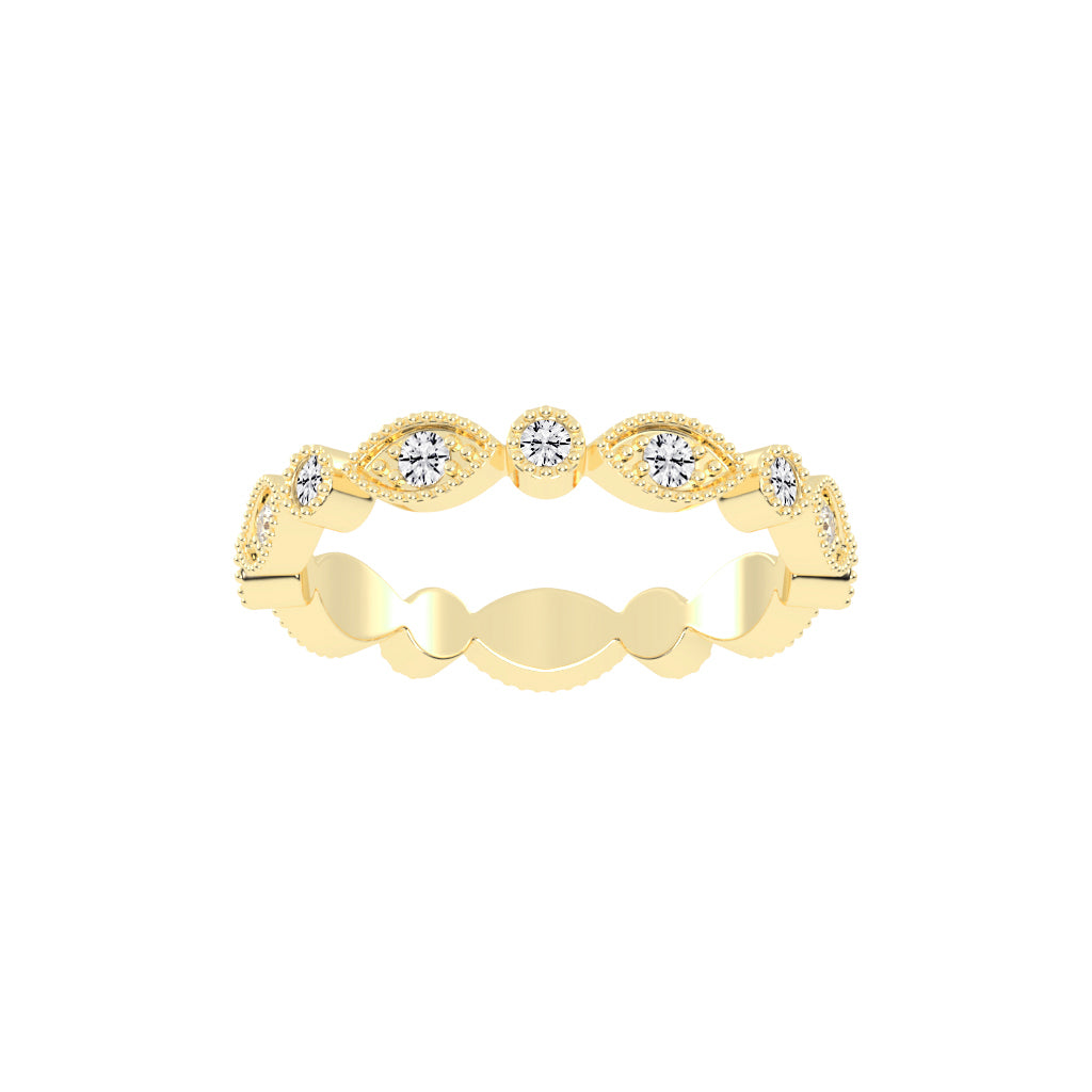 Alouette Bezel Set Round Leaf Cut Lab Diamond Ring