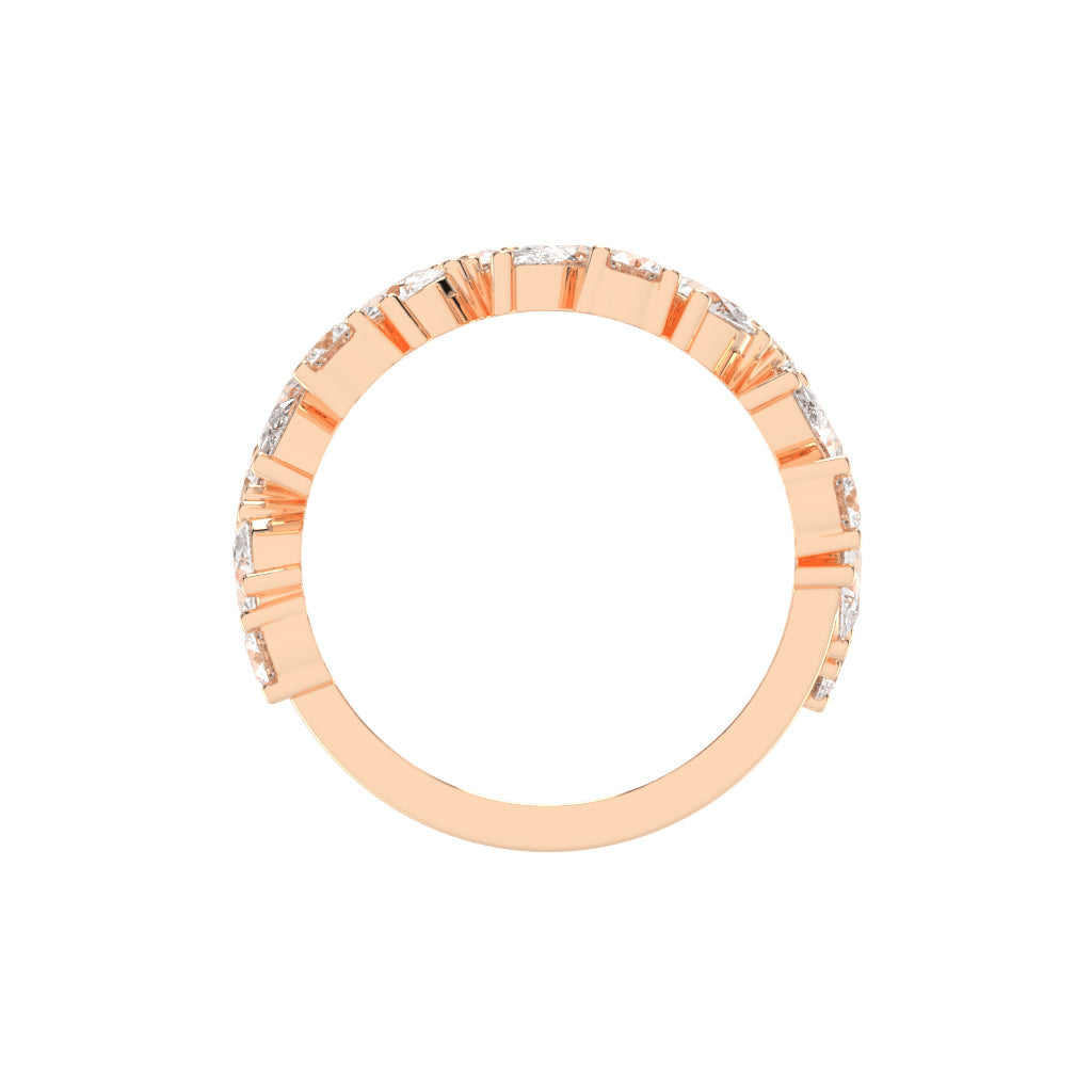 Vespera Three Prong Pear Round Cut Eternity Diamond Ring
