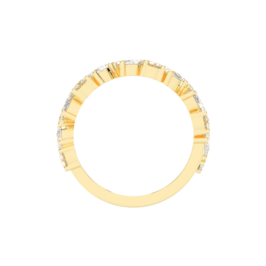 Vespera Three Prong Pear Round Cut Eternity Diamond Ring
