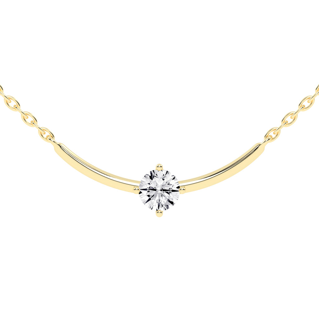 1Ct Round Shape Yellow Gold Solitaire Pendants
