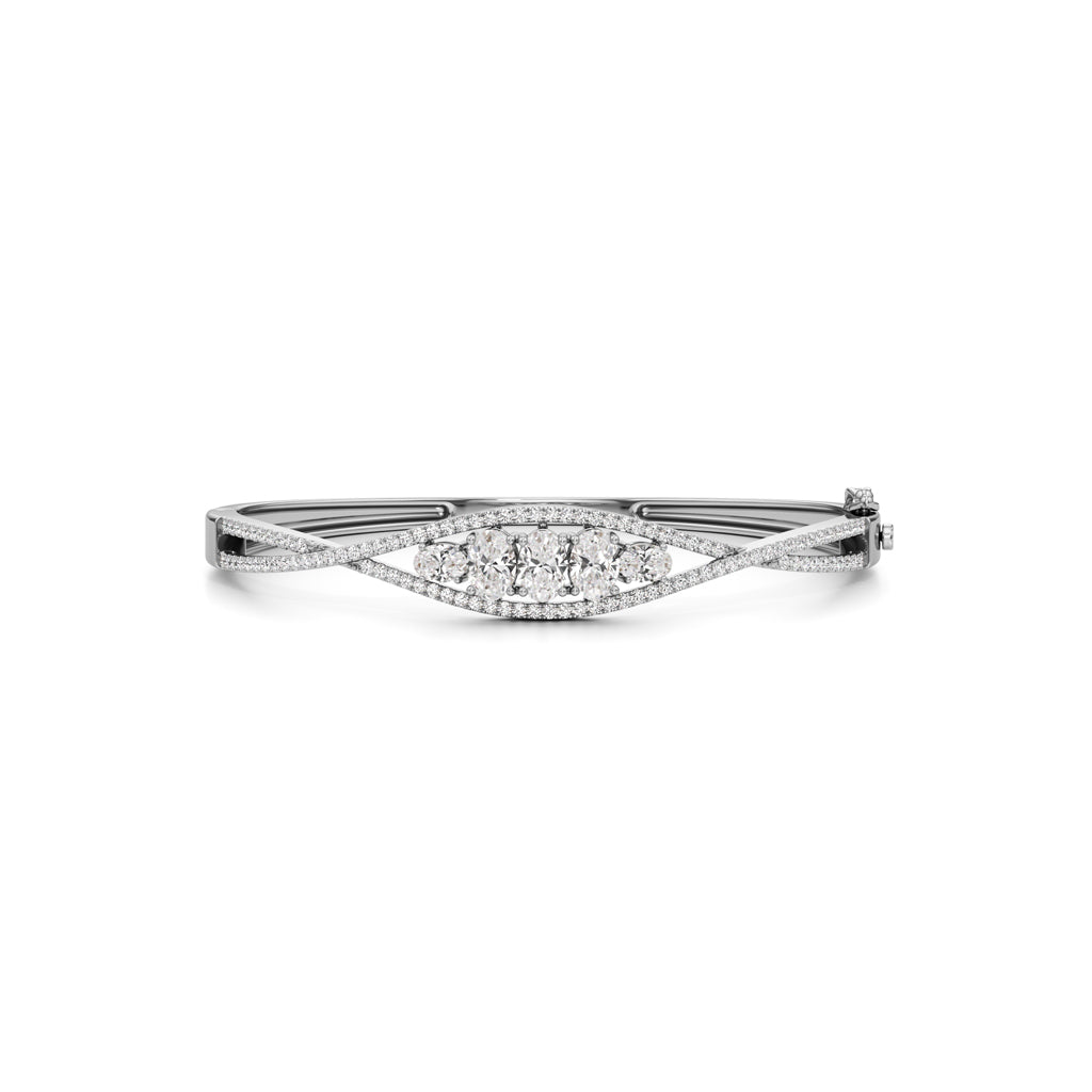 Nessa 225Ct CrissCross Oval Cut Kada Bracelet