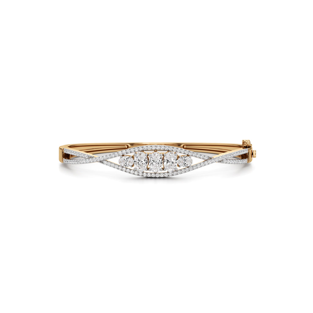 Nessa 225Ct CrissCross Oval Cut Kada Bracelet