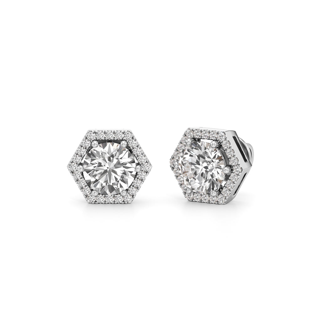 225Ct Round Shape Halo Studs Earrings