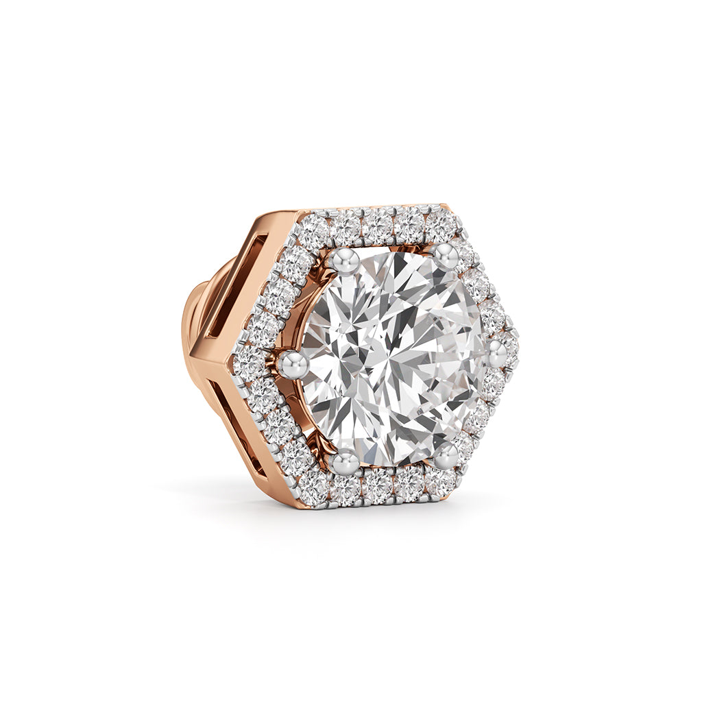 225Ct Round Shape Halo Studs Earrings