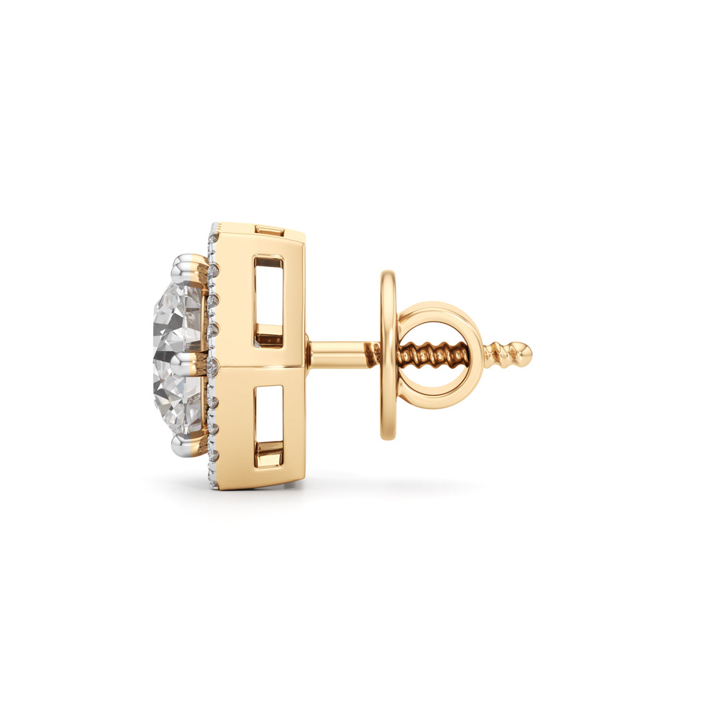 225Ct Round Shape Halo Studs Earrings