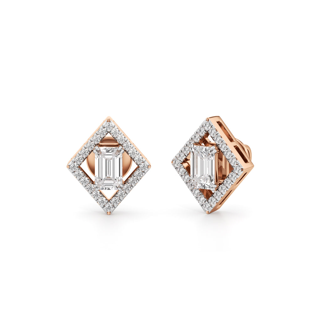 125Ct Emerald Shape Fancy Studs Earrings